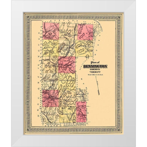 Bennington Vermont - Beers 1876 White Modern Wood Framed Art Print by Beers