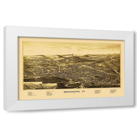 Bennington Vermont - Burleigh 1887 White Modern Wood Framed Art Print by Burleigh