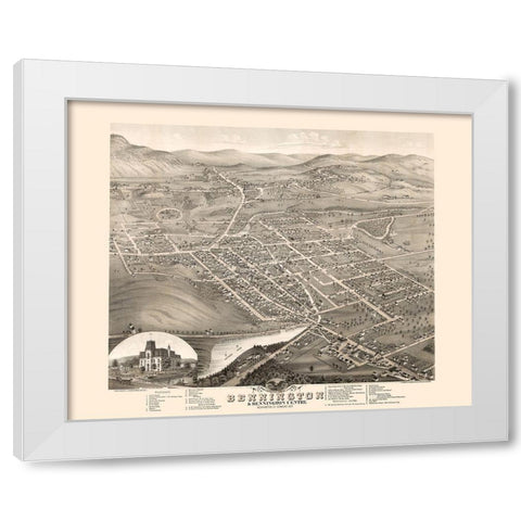 Bennington Vermont - Stoner 1877 White Modern Wood Framed Art Print by Stoner