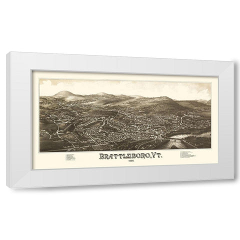 Brattleboro Vermont - Burleigh 1886 White Modern Wood Framed Art Print by Burleigh