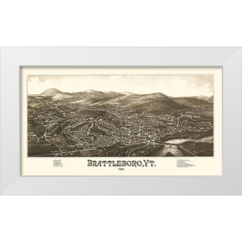 Brattleboro Vermont - Burleigh 1886 White Modern Wood Framed Art Print by Burleigh