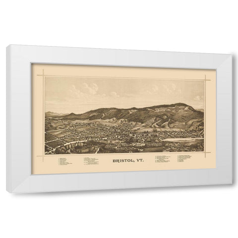 Bristol Vermont - Norris 1889 White Modern Wood Framed Art Print by Norris