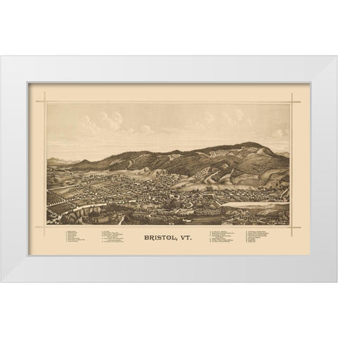 Bristol Vermont - Norris 1889 White Modern Wood Framed Art Print by Norris