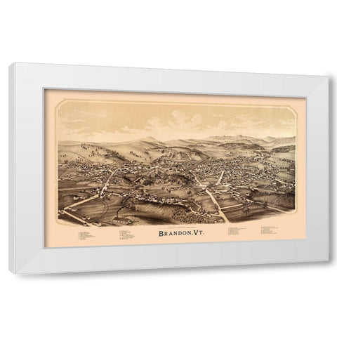 Brandon Vermont - Burleigh 1890 White Modern Wood Framed Art Print by Burleigh