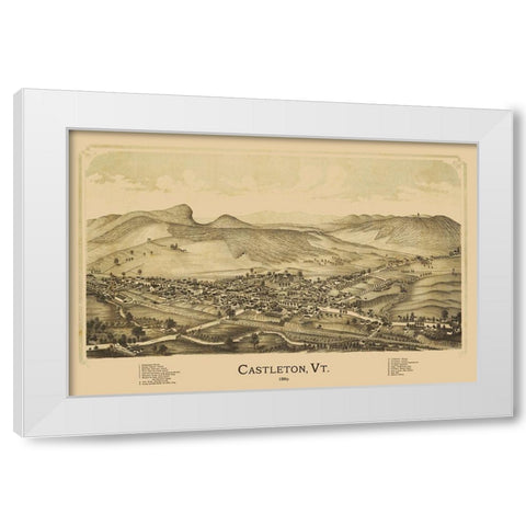 Castleton Vermont - Burleigh 1889 White Modern Wood Framed Art Print by Burleigh