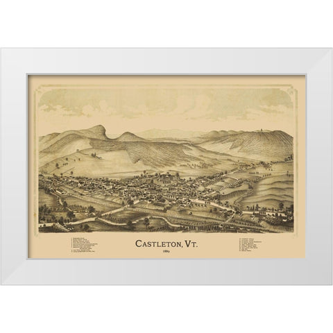 Castleton Vermont - Burleigh 1889 White Modern Wood Framed Art Print by Burleigh