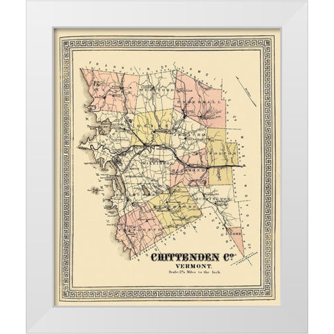 Chittenden Vermont - Beers 1878 White Modern Wood Framed Art Print by Beers