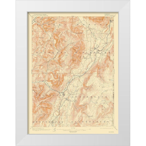 Equinox Vermont Quad - USGS 1900 White Modern Wood Framed Art Print by USGS