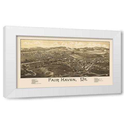 Fair Haven Vermont - Burleigh 1886 White Modern Wood Framed Art Print by Burleigh