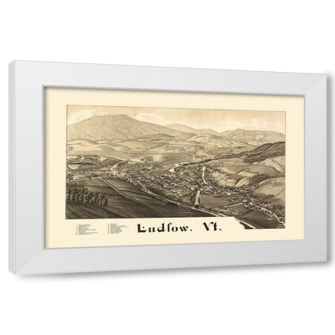 Ludlow Vermont - Burleigh 1885 White Modern Wood Framed Art Print by Burleigh