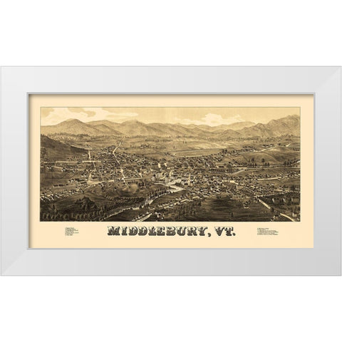 Middlebury Vermont - Burleigh 1886 White Modern Wood Framed Art Print by Burleigh
