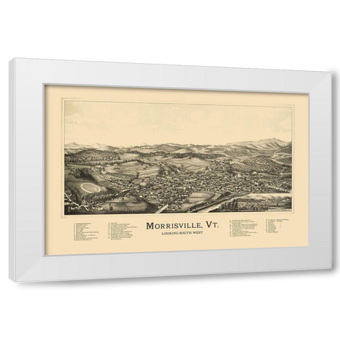 Morrisville Vermont - Norris 1889 White Modern Wood Framed Art Print by Norris