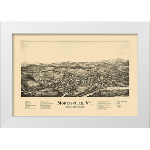 Morrisville Vermont - Norris 1889 White Modern Wood Framed Art Print by Norris