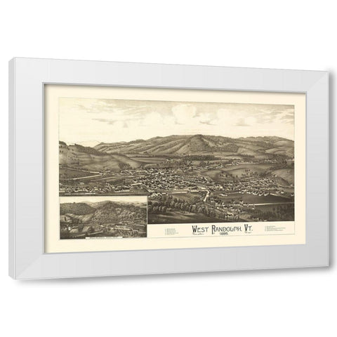 West Randolph Vermont - Burleigh 1886 White Modern Wood Framed Art Print by Burleigh