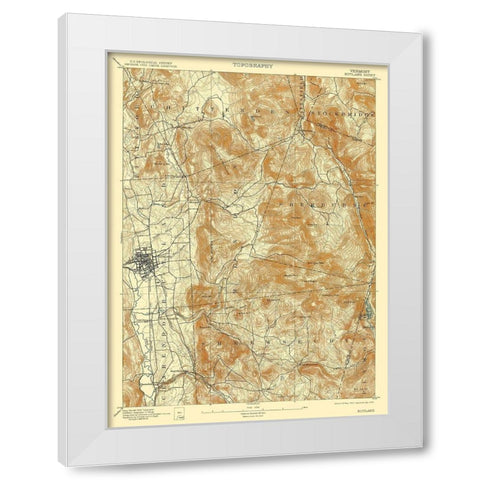 Rutland Vermont Quad - USGS 1893 White Modern Wood Framed Art Print by USGS