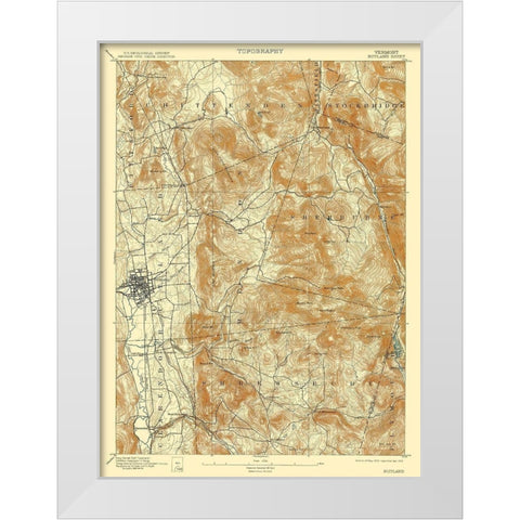 Rutland Vermont Quad - USGS 1893 White Modern Wood Framed Art Print by USGS