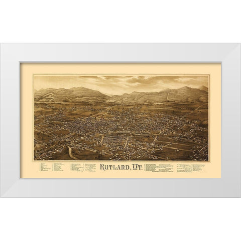 Rutland Vermont - Burleigh 1885 White Modern Wood Framed Art Print by Burleigh