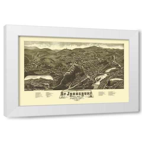 Saint Johnsbury Vermont - Norris 1884 White Modern Wood Framed Art Print by Norris