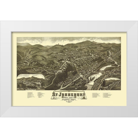Saint Johnsbury Vermont - Norris 1884 White Modern Wood Framed Art Print by Norris