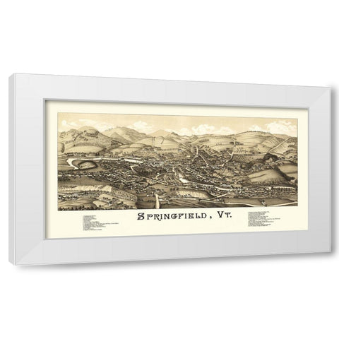 Springfield Vermont - Burleigh 1886 White Modern Wood Framed Art Print by Burleigh