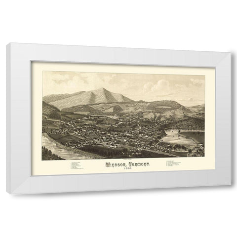 Windsor Vermont - Burleigh 1886 White Modern Wood Framed Art Print by Burleigh