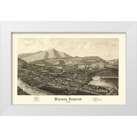 Windsor Vermont - Burleigh 1886 White Modern Wood Framed Art Print by Burleigh