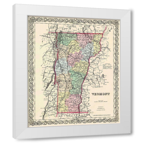 Vermont - Colton 1855 White Modern Wood Framed Art Print by Colton