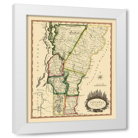 Vermont - Doolittle 1795 White Modern Wood Framed Art Print by Doolittle