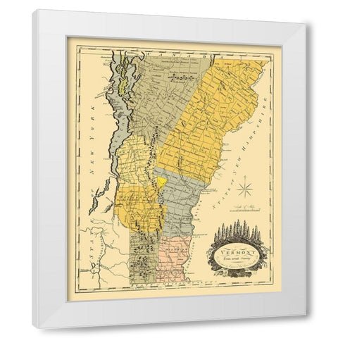 Vermont - Doolittle 1814 White Modern Wood Framed Art Print by Doolittle