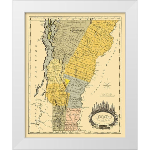 Vermont - Doolittle 1814 White Modern Wood Framed Art Print by Doolittle
