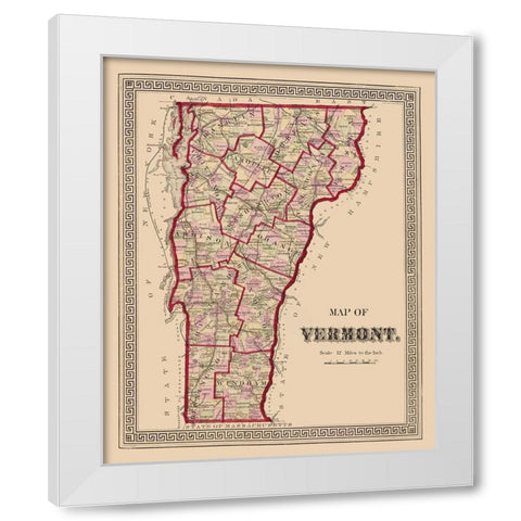 Vermont - Burgett 1876 White Modern Wood Framed Art Print by Burgett