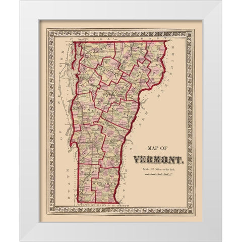 Vermont - Burgett 1876 White Modern Wood Framed Art Print by Burgett