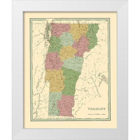Vermont - Bradford 1838 White Modern Wood Framed Art Print by Bradford