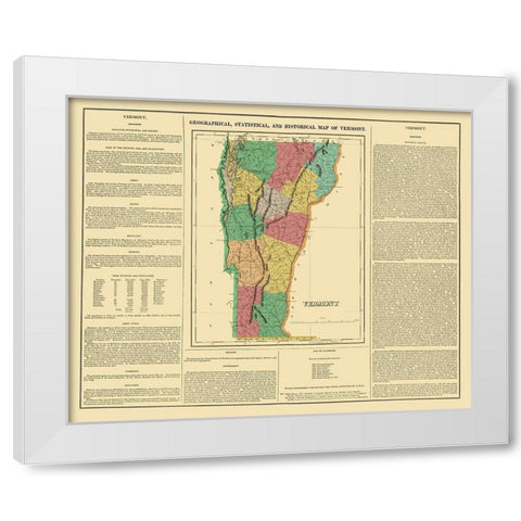 Vermont - Carey and Lea 1822 White Modern Wood Framed Art Print by Carey