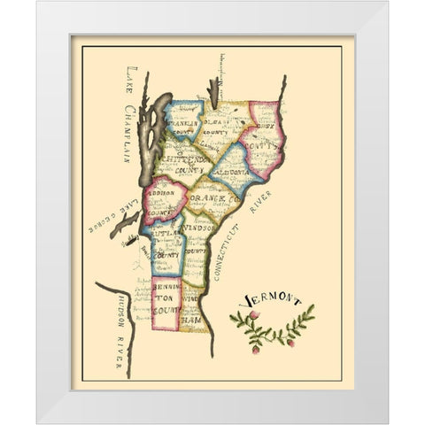 Vermont - Henshaw 1823 White Modern Wood Framed Art Print by Henshaw