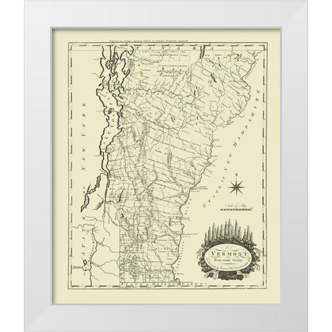 Vermont - Carey 1795 White Modern Wood Framed Art Print by Carey