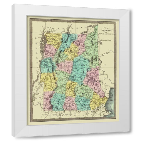 Vermont, New Hampshire - David Burr 1835 White Modern Wood Framed Art Print by Burr