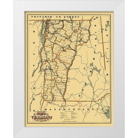 Vermont Railroads - Coffins 1896 White Modern Wood Framed Art Print by Coffins