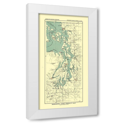 Washington - Admiralty Inlet - Hoen 1896 White Modern Wood Framed Art Print by Hoen