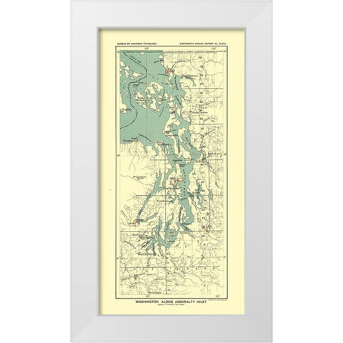 Washington - Admiralty Inlet - Hoen 1896 White Modern Wood Framed Art Print by Hoen
