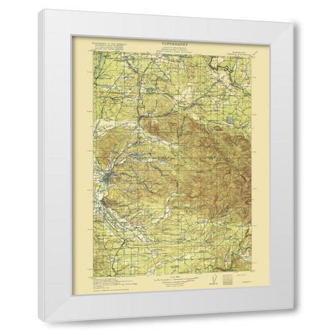 Chehalis Washington Quad - USGS 1916 White Modern Wood Framed Art Print by USGS