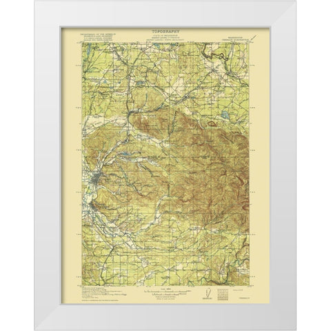 Chehalis Washington Quad - USGS 1916 White Modern Wood Framed Art Print by USGS