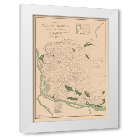 Clarke County Washington - Habersham 1888 White Modern Wood Framed Art Print by Habersham
