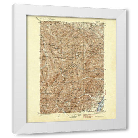 Mt Constance Washington Quad - USGS 1938 White Modern Wood Framed Art Print by USGS
