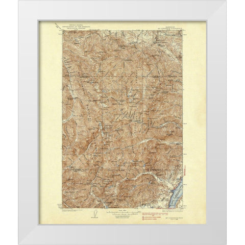 Mt Constance Washington Quad - USGS 1938 White Modern Wood Framed Art Print by USGS