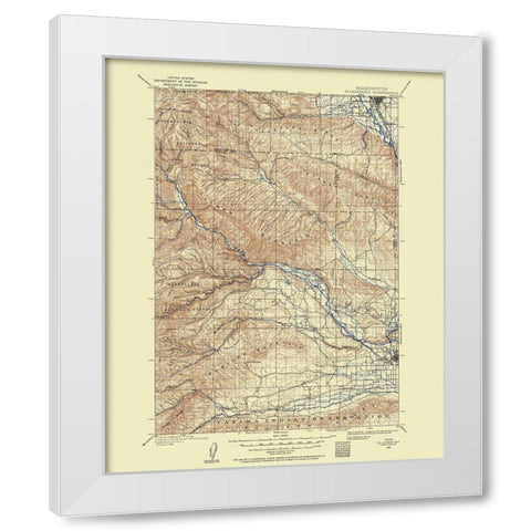 Ellensburg Washington Quad - USGS 1899 White Modern Wood Framed Art Print by USGS