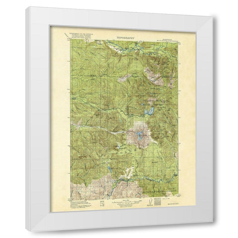 Mt St Helens Washington Quad - USGS 1919 White Modern Wood Framed Art Print by USGS