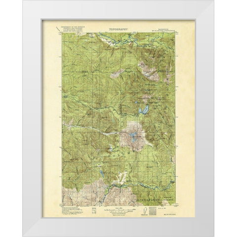 Mt St Helens Washington Quad - USGS 1919 White Modern Wood Framed Art Print by USGS