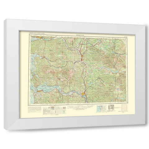 Hoquiam Washington Oregon Quad - USGS 1969 White Modern Wood Framed Art Print by USGS