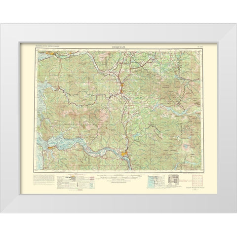 Hoquiam Washington Oregon Quad - USGS 1969 White Modern Wood Framed Art Print by USGS